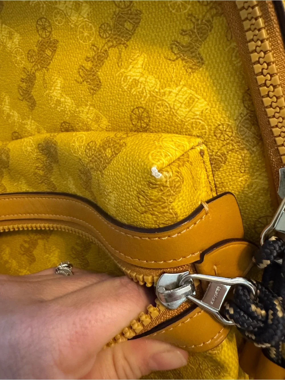 Coach Yellow Signature Compact Backpack with Tan Trim